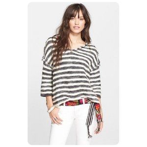 Free People Striped Spelled Frayed Knit